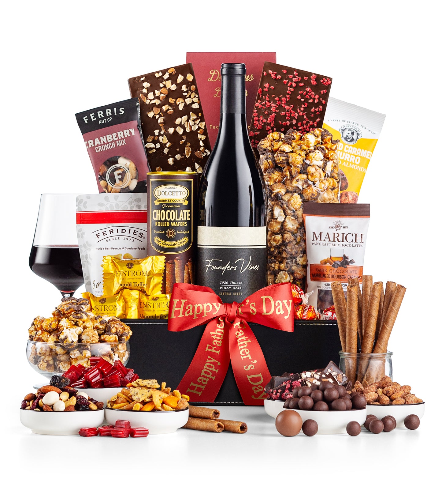 Father's Day Royal Treatment Wine Basket with Founder's Vine Pinot Noir