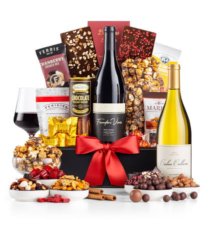  Royal Treatment Wine Basket with Founder's Vine Pinot Noir & Calen Cellars Chardonnay